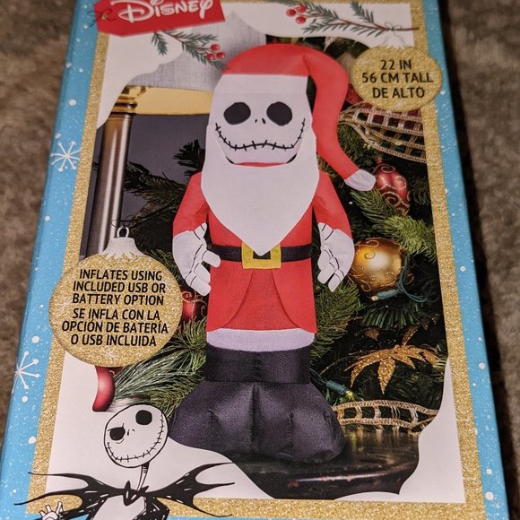 Santa Jack Skellington Inflatable 22” Pre-Lit LED *NEW* Holiday Fun! - Picture 3 of 3